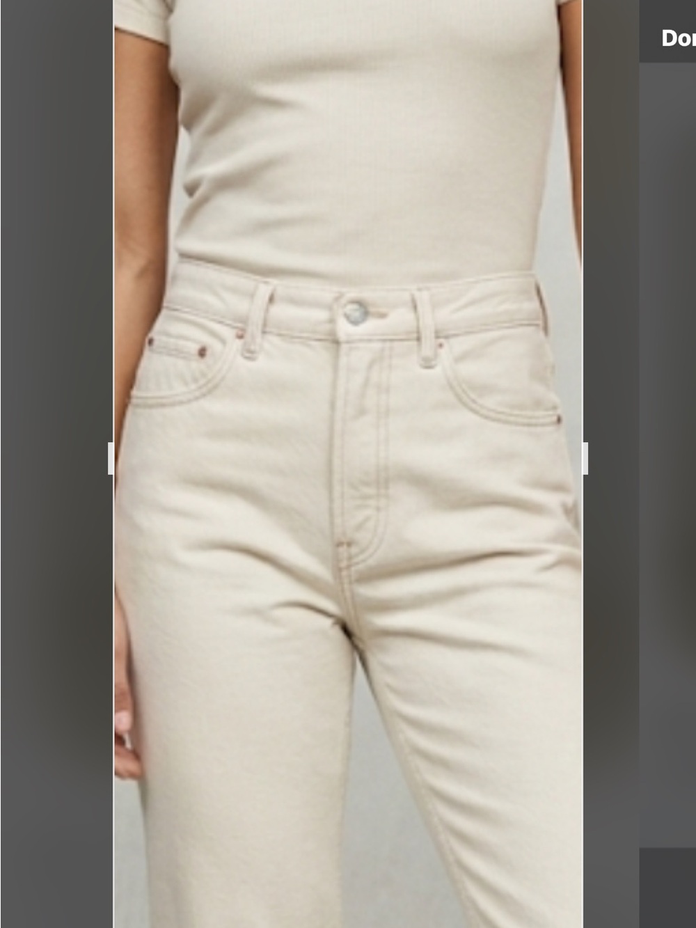 Everlane High-Rise 90,s Cheeky  Crop Jeans in Off-White NWOT